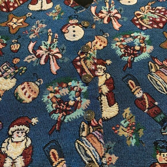 Vintage Bobbie Brooks Christmas Holiday Embroidered Vest Large 90s - Picture 2 of 8